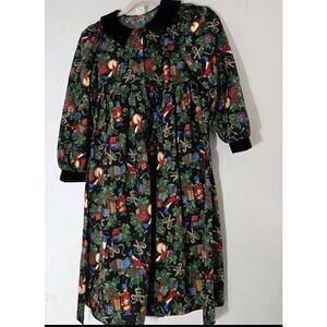 Therese Childs Christmas Dress Sz 10 Xmas Design Y2k Velvet Collar Holiday